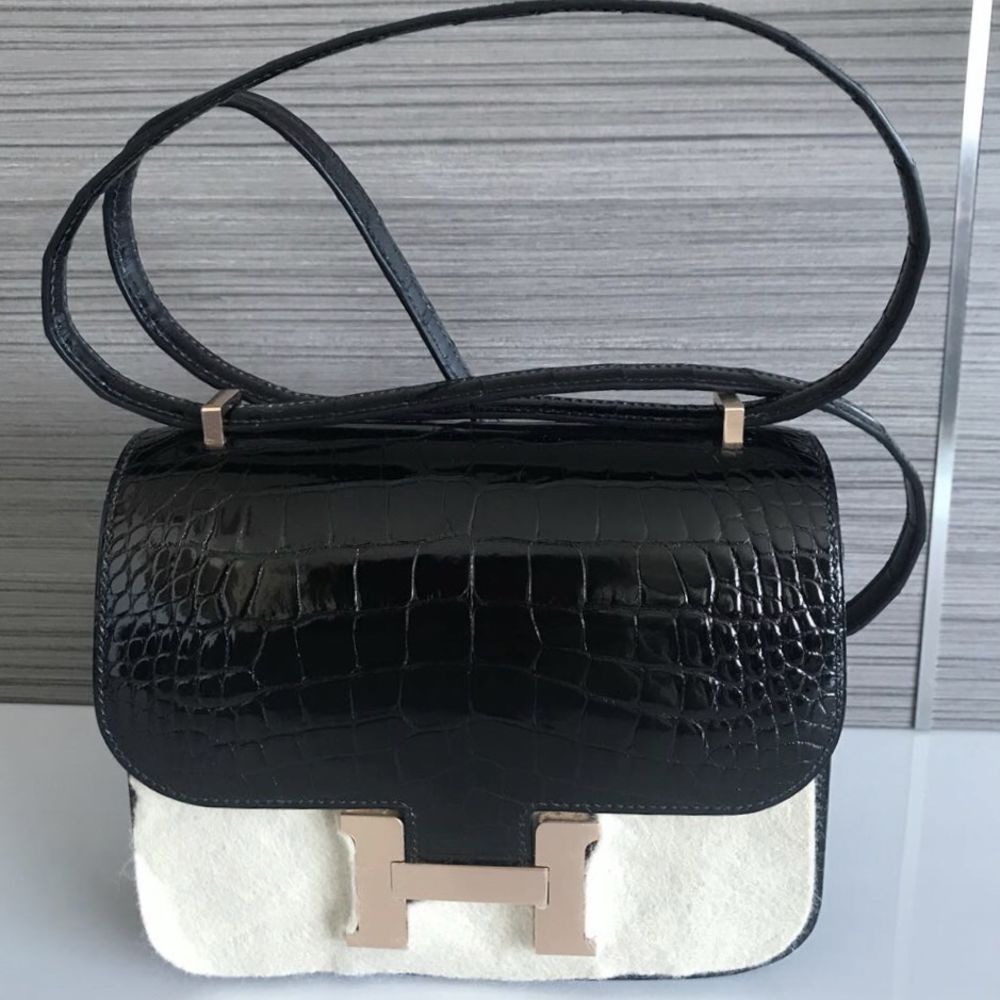 Hermès Constance 18 Noir (Black) Alligator Mississippi Lisse Rose Gold Hardware RGHW A Stamp 2017 <!30074294> <!SOLD> - The French Hunter