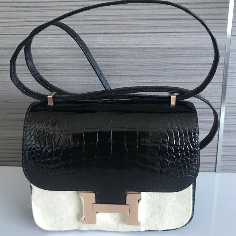 Hermès Constance 18 Noir (Black) Alligator Mississippi Lisse Rose Gold Hardware RGHW A Stamp 2017 <!30074294> <!SOLD> - The French Hunter