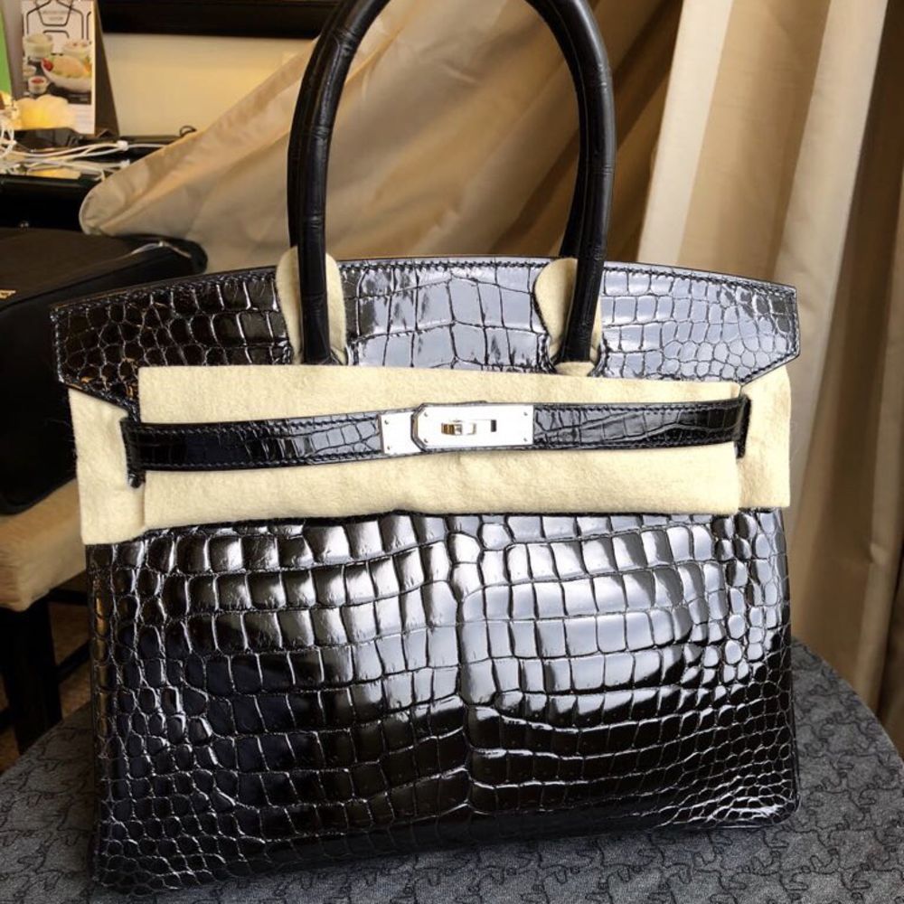 Hermès Birkin 30 Noir (Black) Crocodile Porosus Lisse Palladium Hardware PHW A Stamp 2017 <!30074327> - The French Hunter