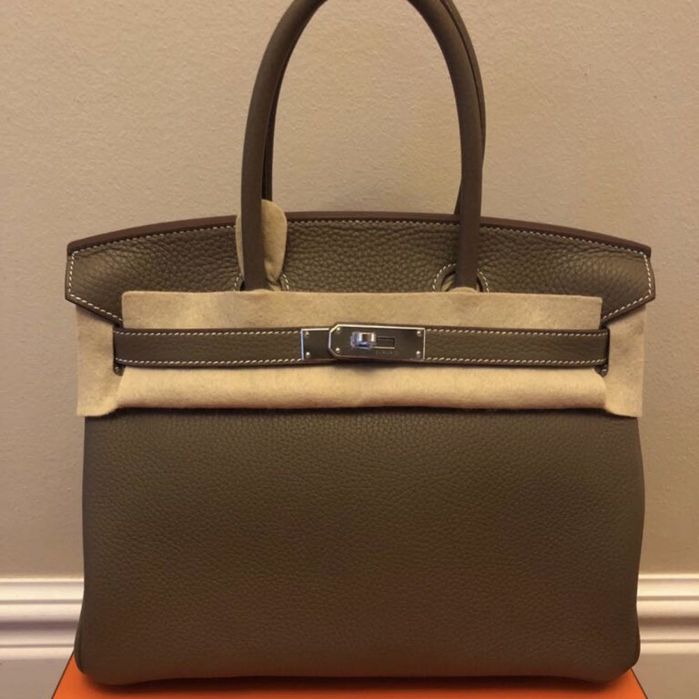 Hermès Birkin 30 Etoupe Taurillon Clemence Palladium Hardware PHW C Stamp 2018 <!30126612> <!SOLD> <!SOLD> <!SOLD> - The French Hunter
