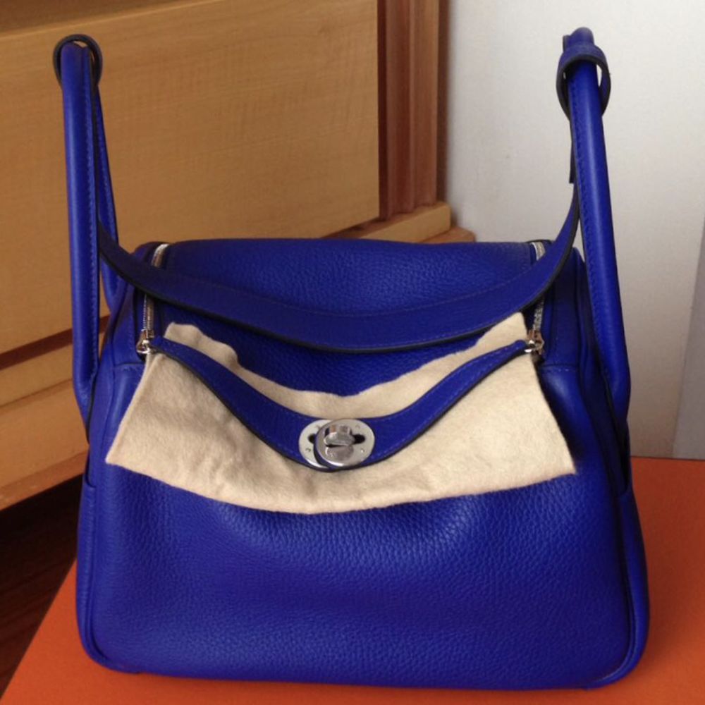 Hermès Lindy 26 Bleu Electrique Taurillon Clemence Palladium Hardware PHW C Stamp 2018 <!30162374> - The French Hunter