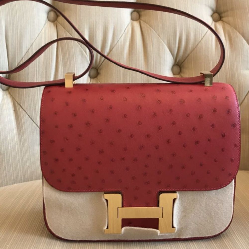Hermès Constance 24 Rouge Vif Ostrich Gold Hardware GHW C Stamp 2018 <!30175732> <!SOLD> <!SOLD> - The French Hunter