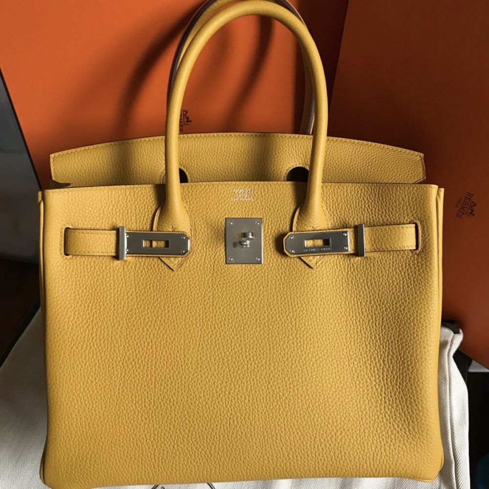 Hermes Birkin 30 Bag Jaune Ambre Gold Hardware Togo Leather – Mightychic