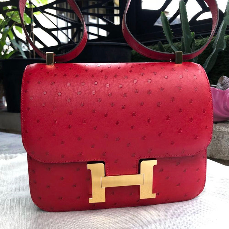 Hermès Constance 24 Rouge Vif Ostrich Gold Hardware GHW C Stamp 2018 <!30227468> - The French Hunter