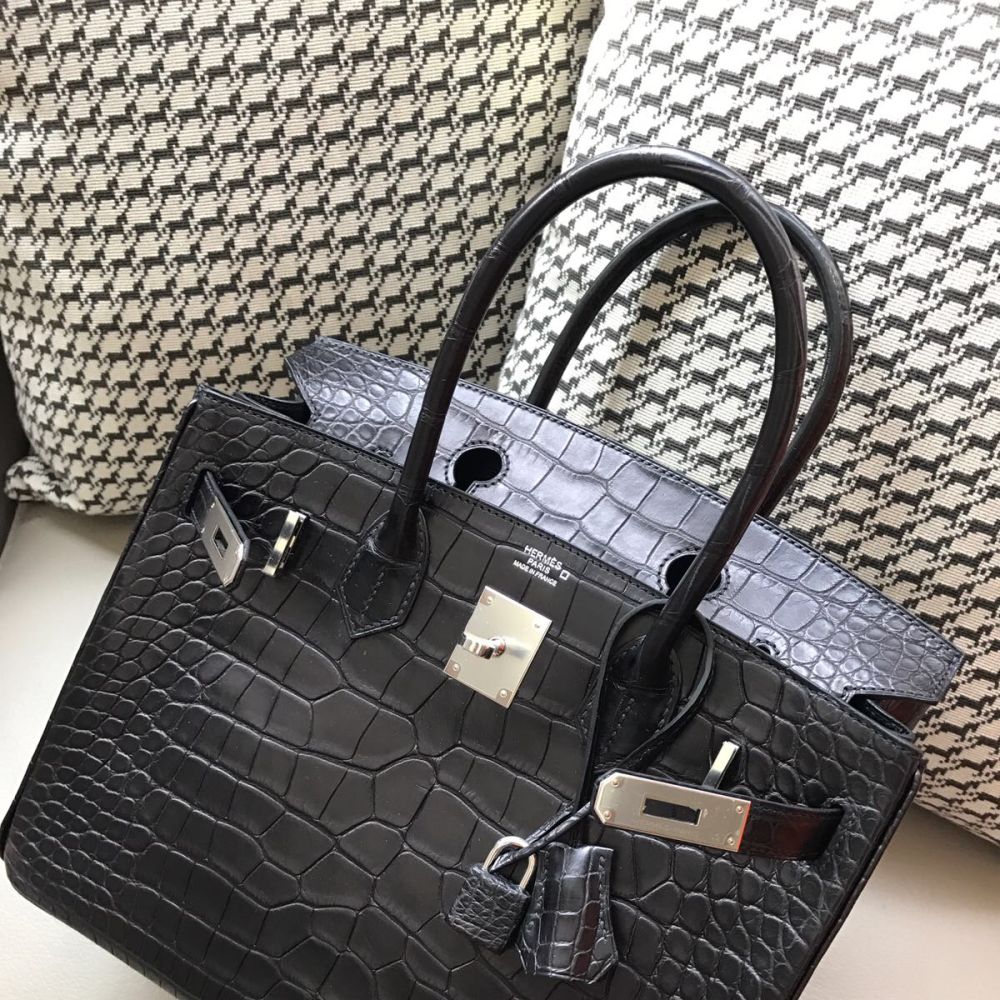 Hermès Birkin 30 Noir (Black) Alligator Mississippi Matte Brushed Palladium Hardware BPHW C Stamp 2018 <!30315288> <!SOLD> <!SOLD> <!SOLD> - The French Hunter