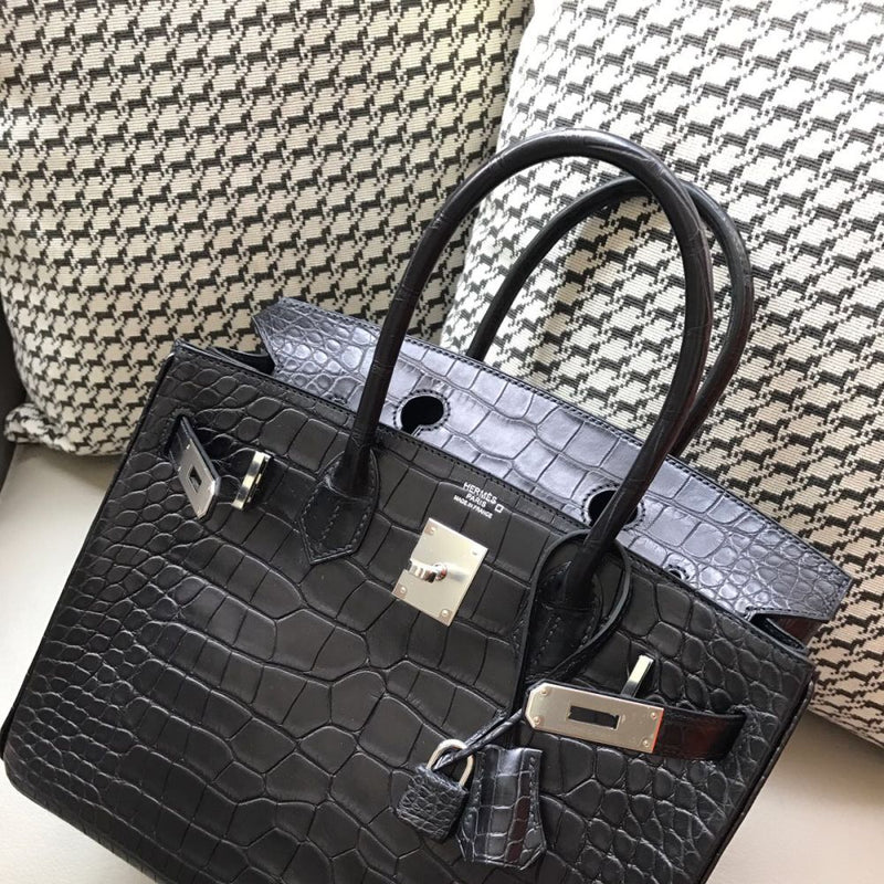 Hermès Birkin 30 Noir (Black) Alligator Mississippi Matte Brushed Palladium Hardware BPHW C Stamp 2018 <!30315288> <!SOLD> <!SOLD> <!SOLD> - The French Hunter