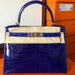 Hermès Kelly 28 Bleu Electrique Sellier Crocodile Niloticus Lisse Palladium Hardware PHW C Stamp 2018 <!30352145> <!SOLD> - The French Hunter