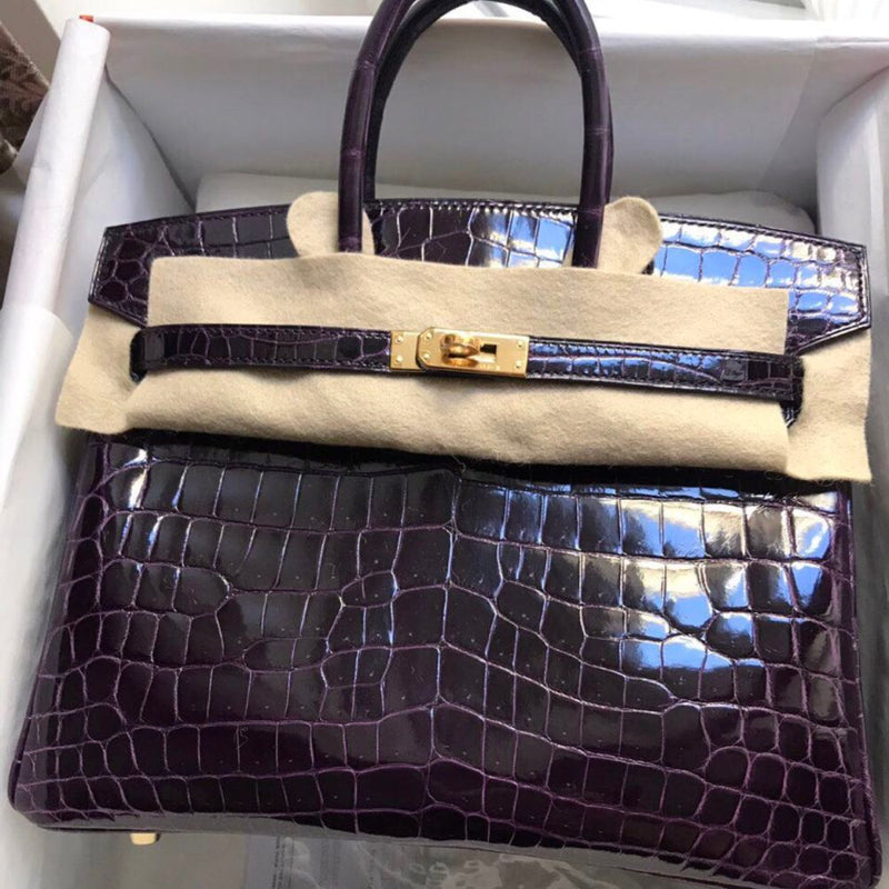 Hermès Birkin 25 Aubergine Crocodile Niloticus Lisse Gold Hardware GHW C Stamp 2018 <!30352226> - The French Hunter