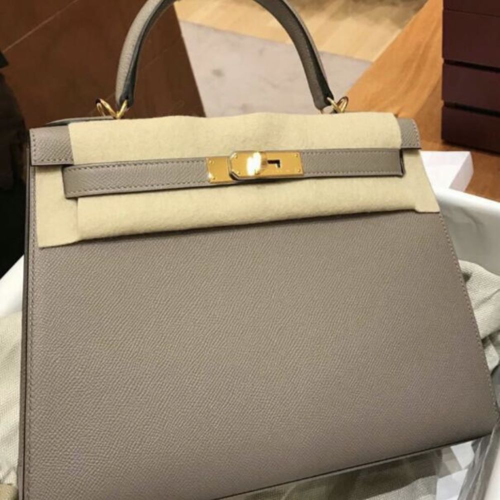 Hermès Kelly 28 Gris Asphalte Sellier Epsom Gold Hardware GHW C Stamp 2018 <!30358370> - The French Hunter