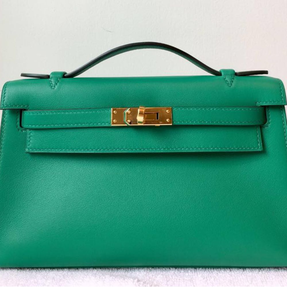 Hermès Kelly Pochette Vert Vertigo Swift Gold Hardware GHW A Stamp 2017 <!30379613> - The French Hunter