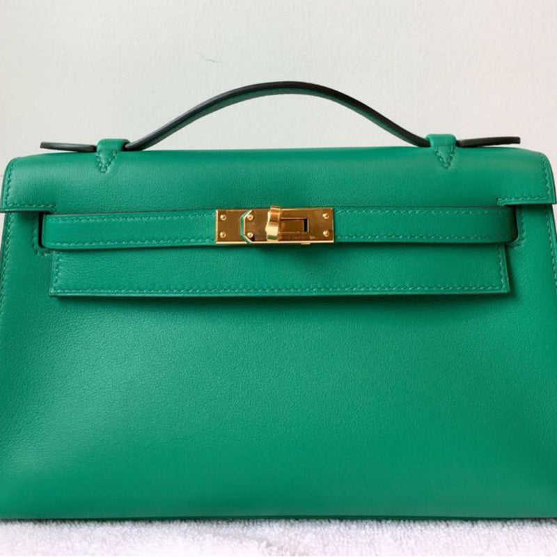 Hermès Kelly Pochette Vert Vertigo Swift Gold Hardware GHW A Stamp 2017 <!30379613> - The French Hunter
