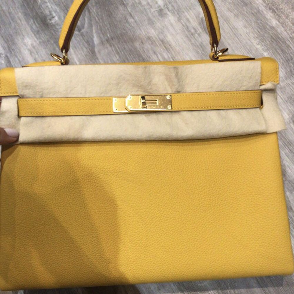 Hermès Kelly 32 Ambre Togo Gold Hardware GHW C Stamp 2018 <!30411745> <!SOLD> - The French Hunter