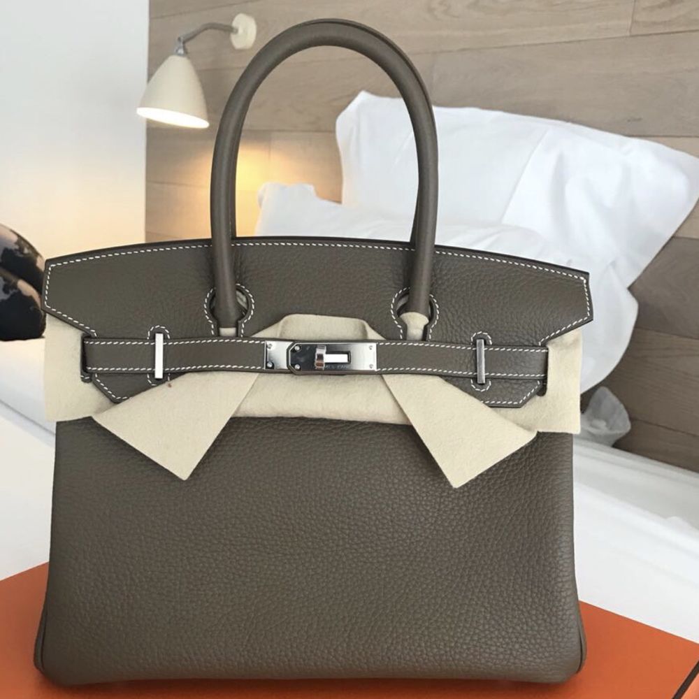Hermès Birkin 30 Etoupe Taurillon Clemence Palladium Hardware PHW C Stamp 2018 <!30414221> - The French Hunter