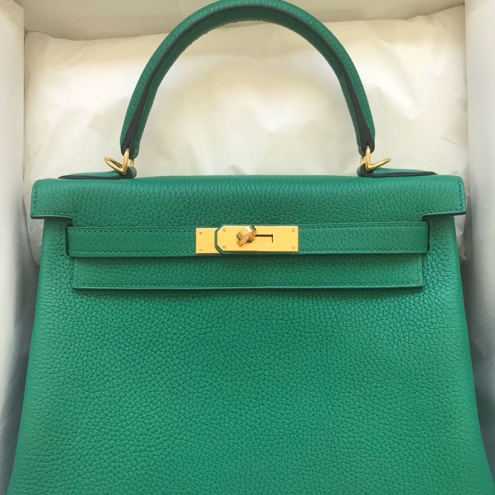 Hermès Kelly 28 Vert Vertigo Taurillon Clemence Gold Hardware GHW C Stamp 2018 <!30445836> - The French Hunter