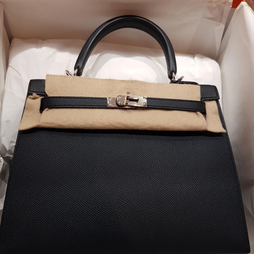 Hermès Kelly 25 Bleu Indigo Sellier Epsom Palladium Hardware PHW A Stamp 2017 <!30445911> - The French Hunter