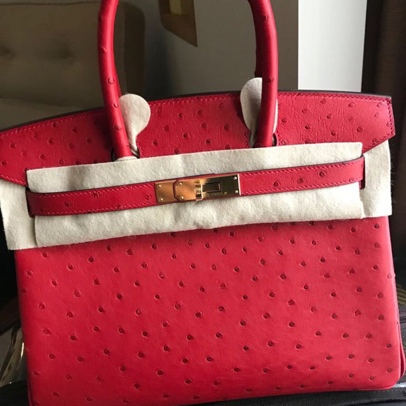 Hermès Birkin 30 Rouge Vif Ostrich Gold Hardware GHW C Stamp 2018 <!30482987> - The French Hunter