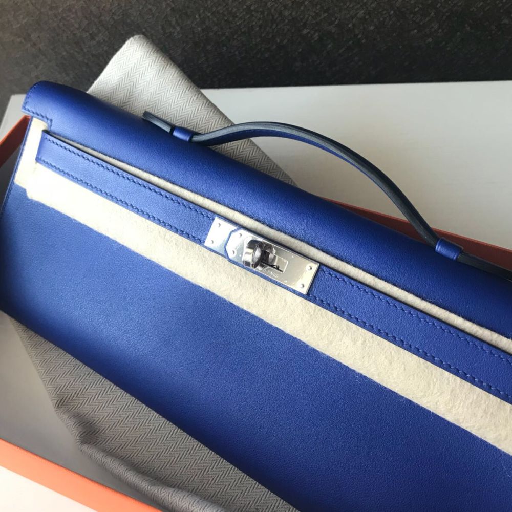 Hermès Kelly Cut Bleu Electrique Swift Palladium Hardware PHW A Stamp 2017 <!30574997> <!SOLD> - The French Hunter