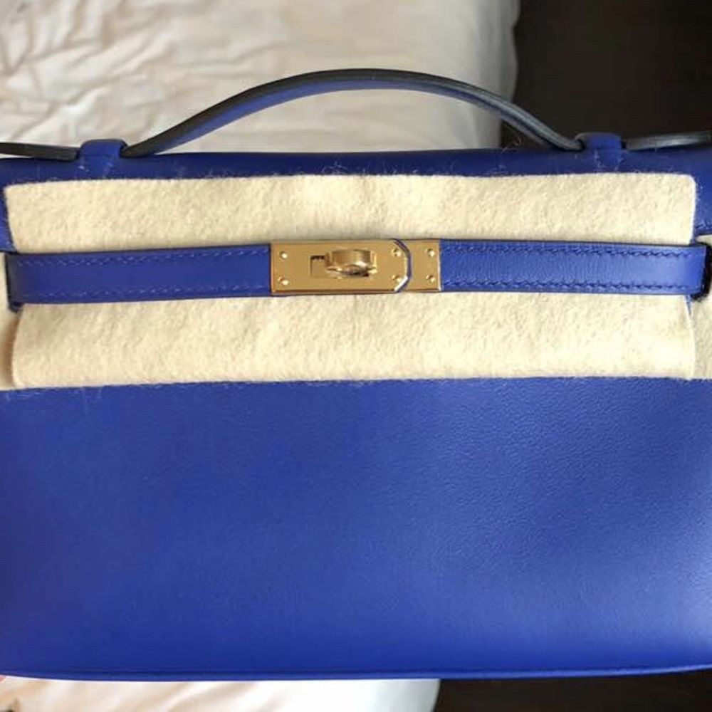 Hermès Kelly Pochette Bleu Electrique Swift Gold Hardware GHW C Stamp 2018 <!30641837> - The French Hunter
