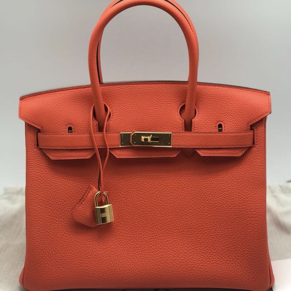 Hermès Orange Poppy Birkin 30cm of Togo Leather with Gold Hardware