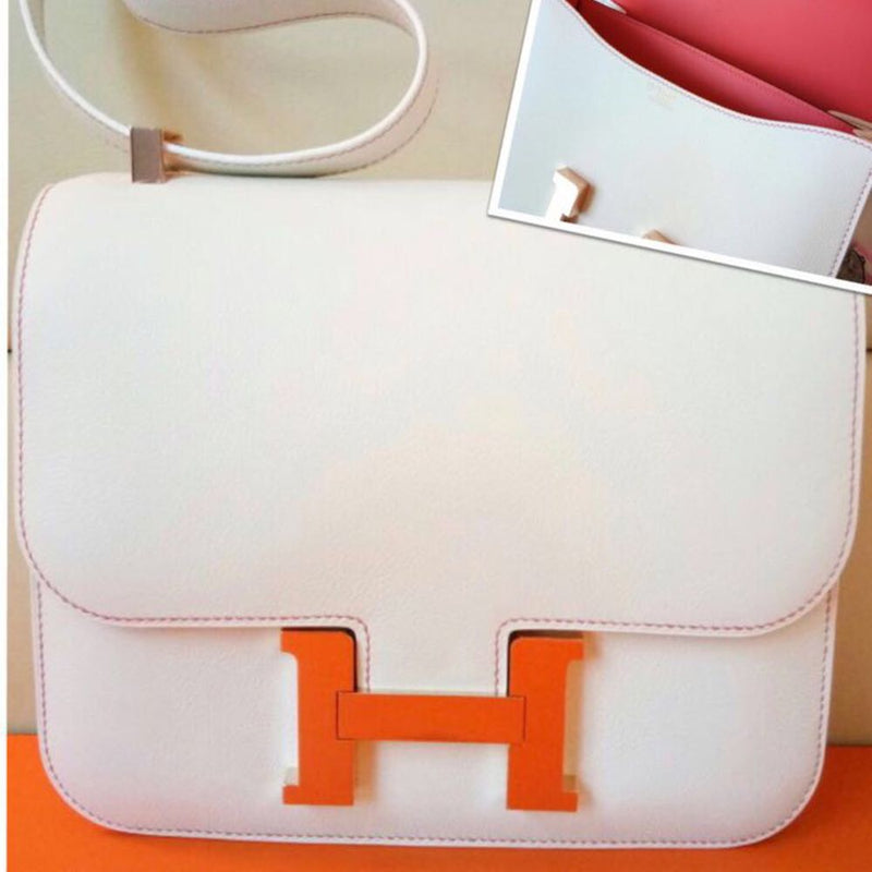Hermès Constance HSS 24 Craie/Rose Azalee Evercolor Rose Gold Hardware RGHW C Stamp 2018 <!30676270> - The French Hunter