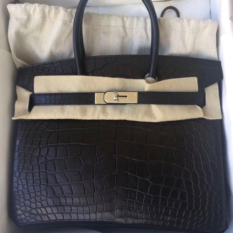 Hermès Birkin 30 Noir (Black) Alligator Mississippi Matte Palladium Hardware PHW C Stamp 2018 <!30676740> <!SOLD> - The French Hunter