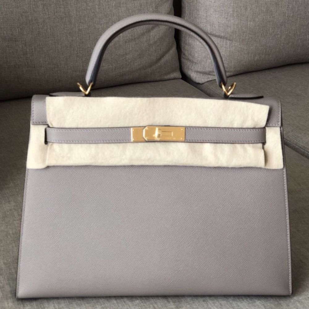 Hermès Kelly 32 Gris Asphalte Sellier Epsom Gold Hardware GHW C Stamp 2018 <!30730003> - The French Hunter
