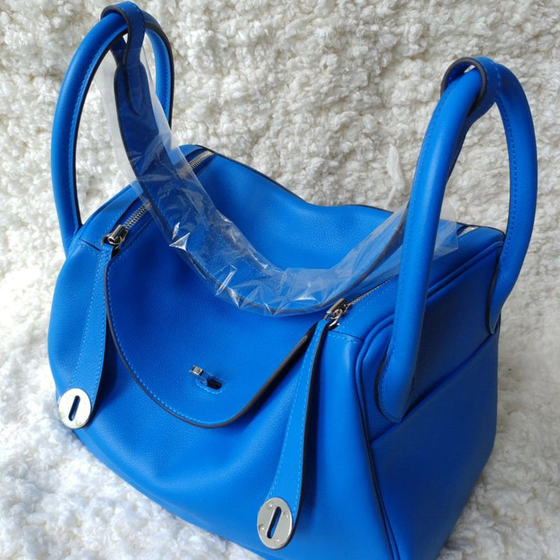 Hermès Lindy 30 Bleu Hydra Evercolor Palladium Hardware PHW C Stamp 2018 <!30730500> <!SOLD> - The French Hunter
