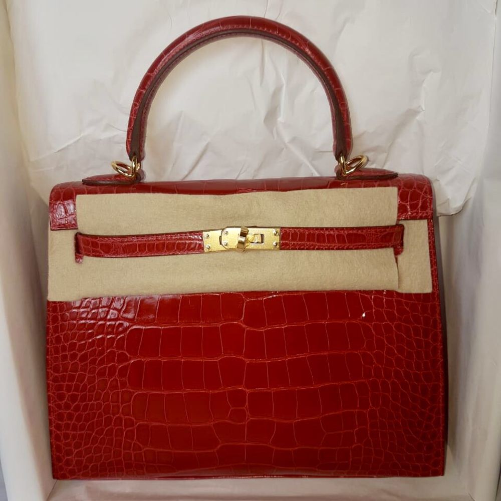 Hermès Kelly 25 Braise Sellier Alligator Mississippi Lisse Gold Hardware GHW C Stamp 2018 <!30744251> <!SOLD> - The French Hunter