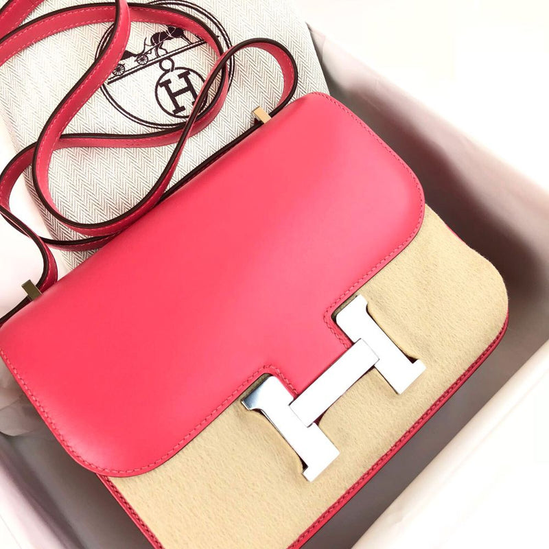 Hermès Constance 18 Rose Lipstick Tadelakt Palladium Hardware PHW A Stamp 2017 <!30746890> - The French Hunter