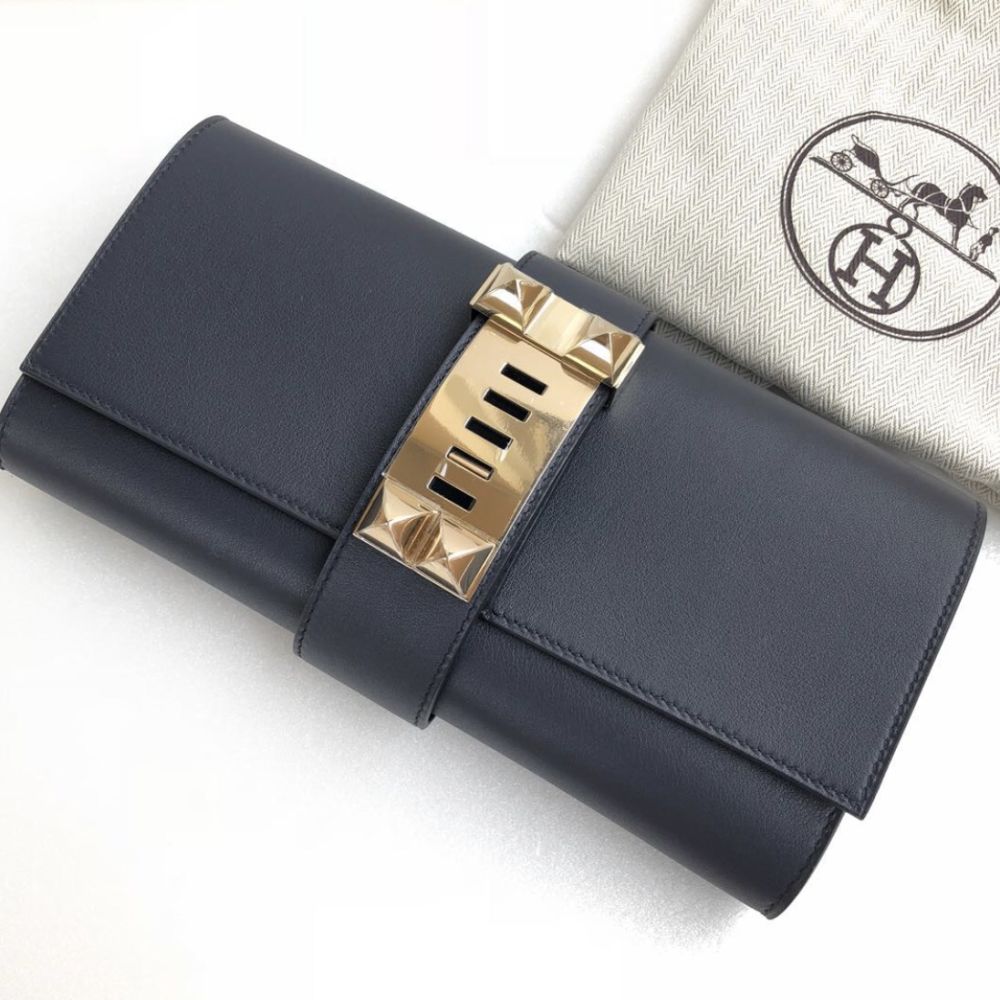 Hermès Medor 23 Bleu Indigo Swift Permabrass Hardware PER C Stamp 2018 <!30747844> - The French Hunter