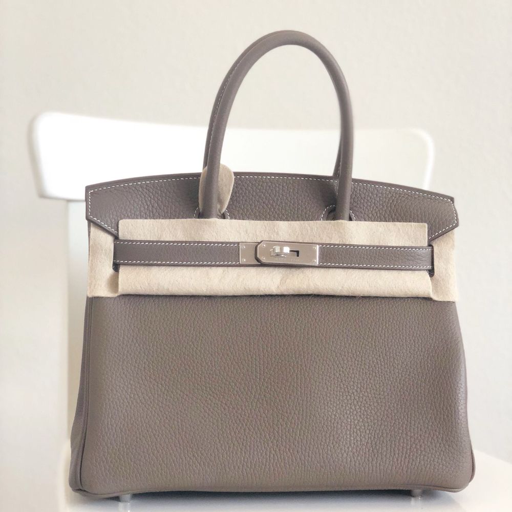 Hermès Birkin 30 Etoupe Taurillon Clemence Palladium Hardware PHW C Stamp 2018 <!30788313> - The French Hunter