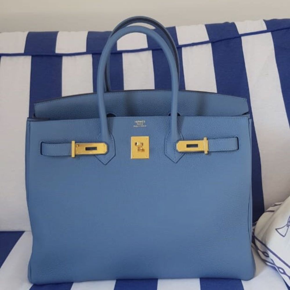 Hermès Birkin 35 Bleu Azur Togo Gold Hardware GHW C Stamp 2018 <!31080094> <!SOLD> - The French Hunter