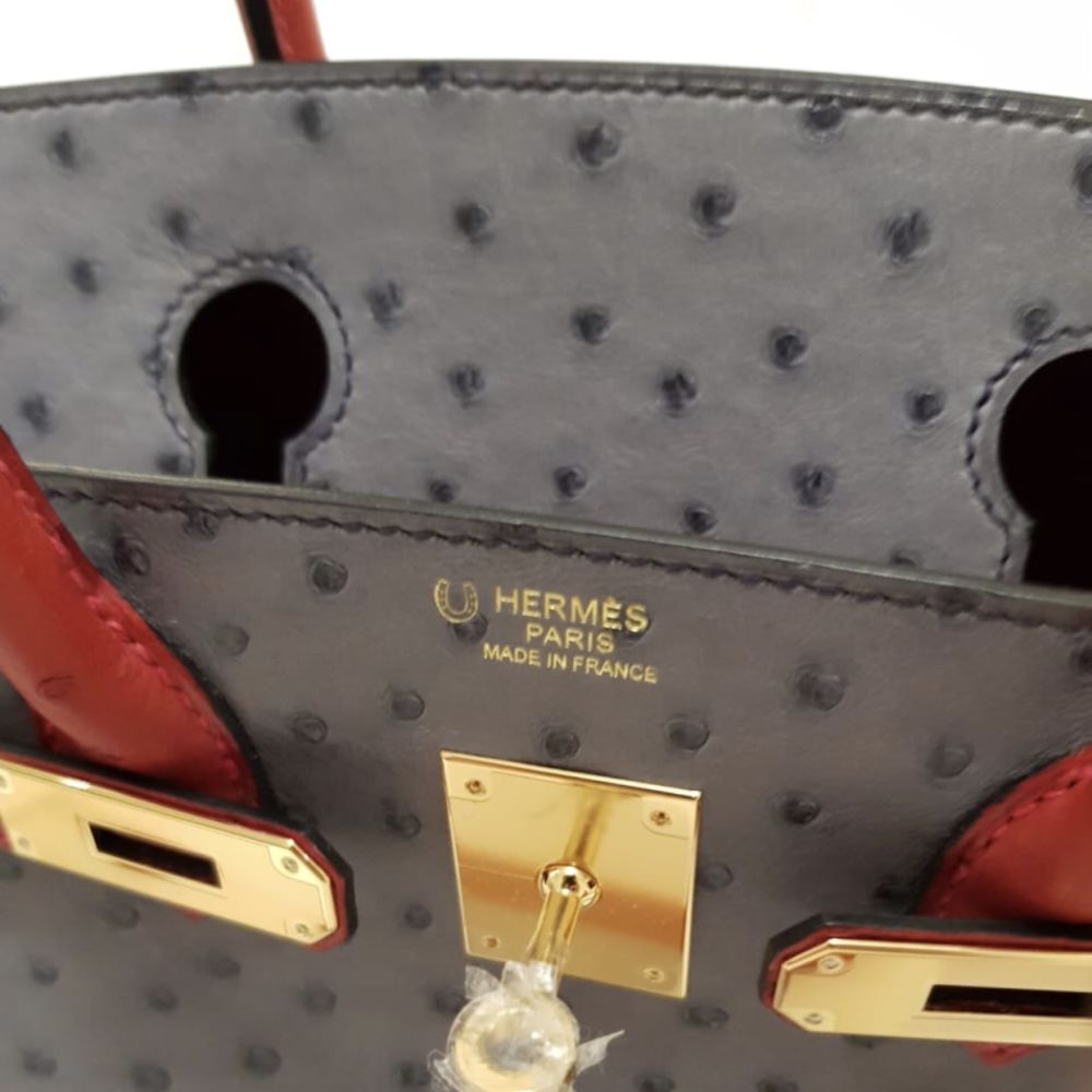 Hermes Birkin Bag 30cm Rouge Vif Ostrich Gold Hardware