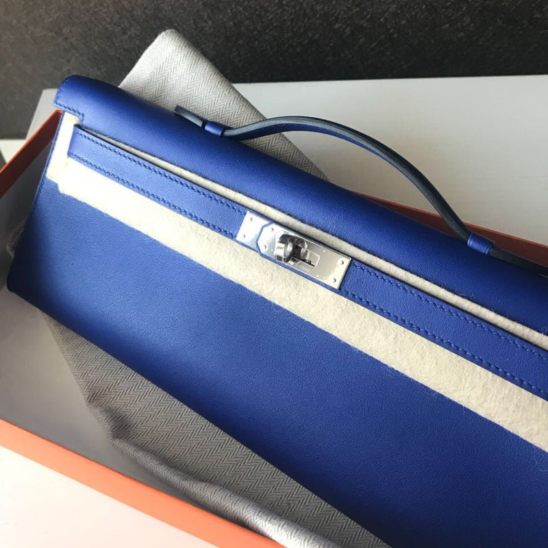 Hermès Kelly Cut Bleu Electrique Swift Palladium Hardware PHW C Stamp 2018 <!31256410> - The French Hunter