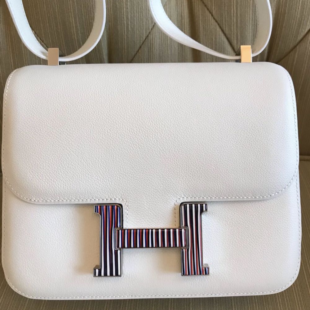 Hermès White Evercolor Optique Constance 24 Enamel And Palladium Hardware,  2018 Available For Immediate Sale At Sotheby's