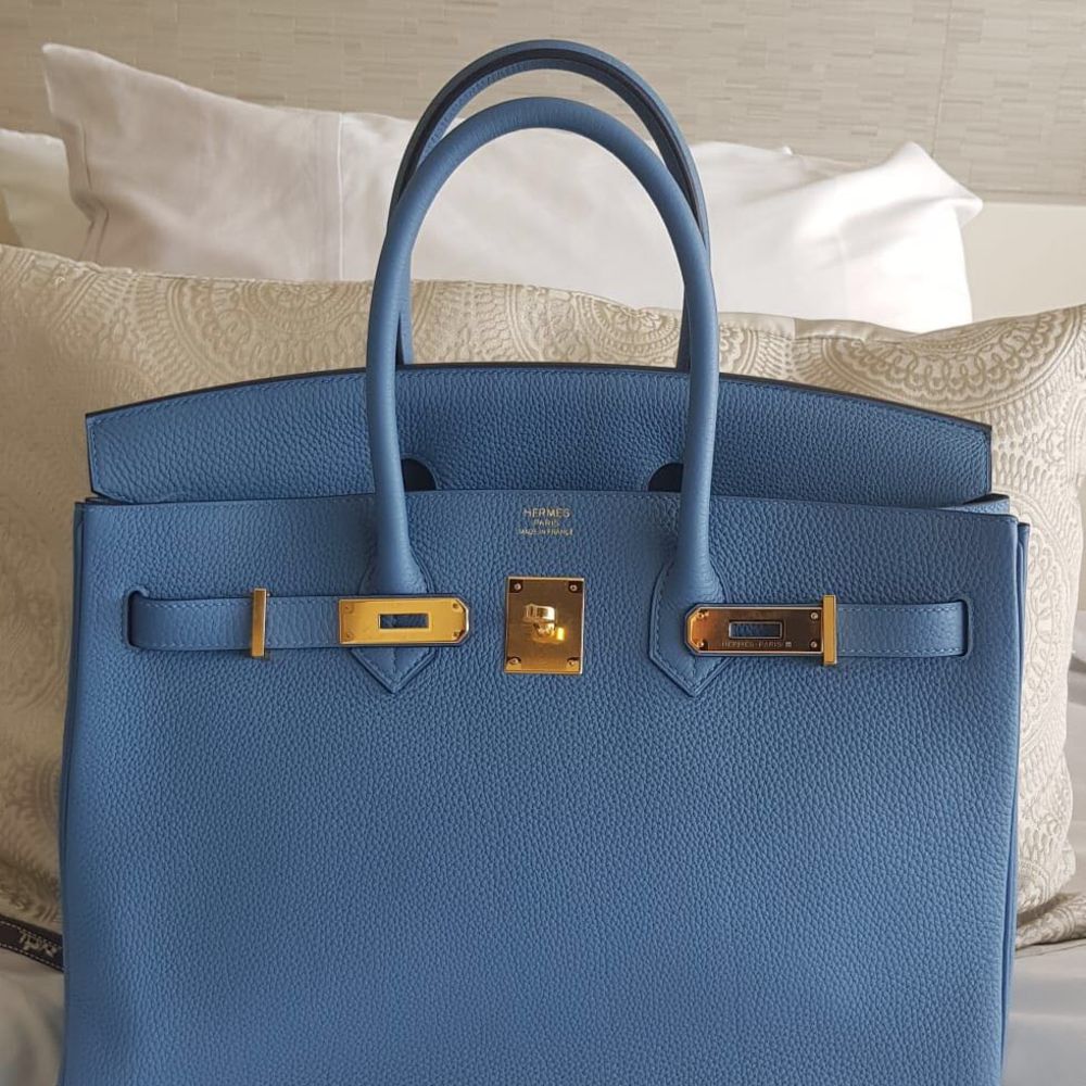Hermès Birkin 35 Bleu Azur Togo Gold Hardware GHW C Stamp 2018 <!31273380> - The French Hunter