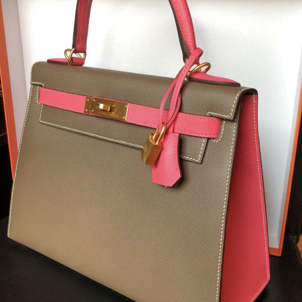 Hermès Kelly HSS 28 Etoupe/Rose Azalee Sellier Epsom Gold Hardware GHW C Stamp 2018 <!31328382> <!SOLD> - The French Hunter