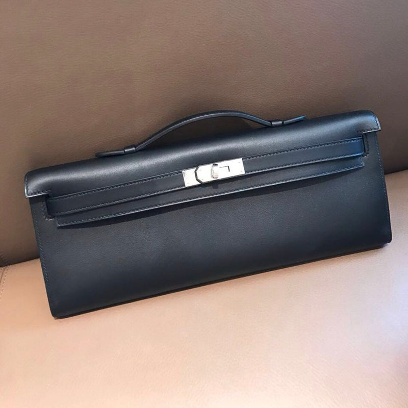 Hermès Kelly Cut Noir (Black) Swift Palladium Hardware PHW C Stamp 2018 <!31460424> - The French Hunter