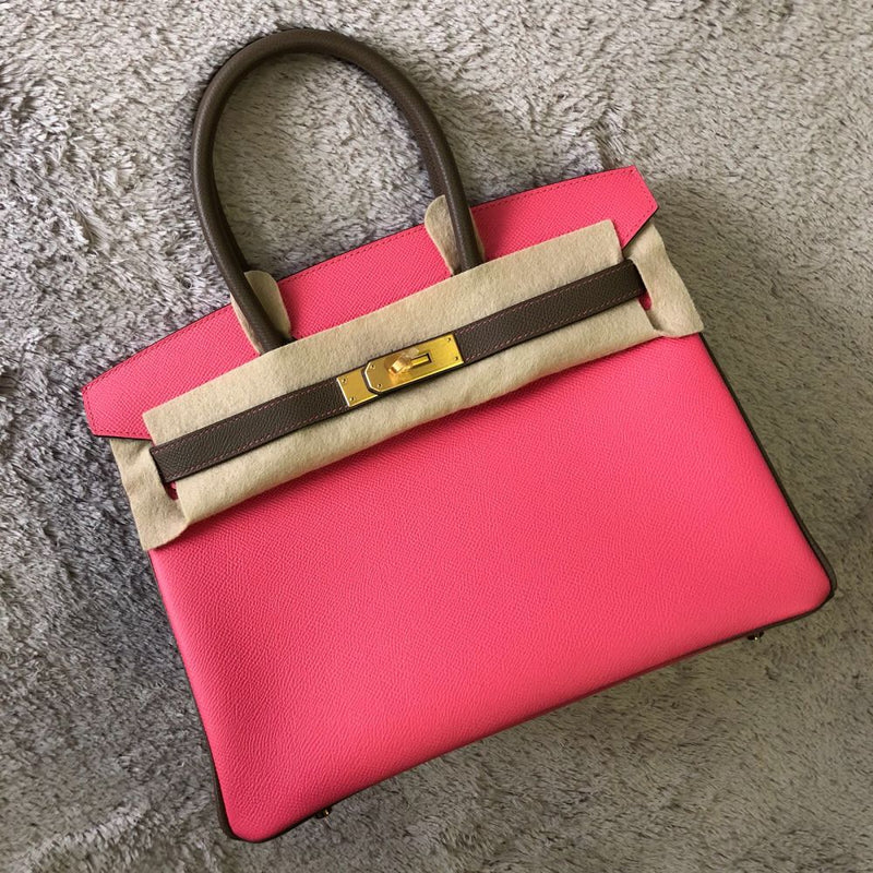 Hermès Birkin HSS 30 Rose Azalee/Etoupe Epsom Brushed Gold Hardware BGHW C Stamp 2018 <!31461996> - The French Hunter