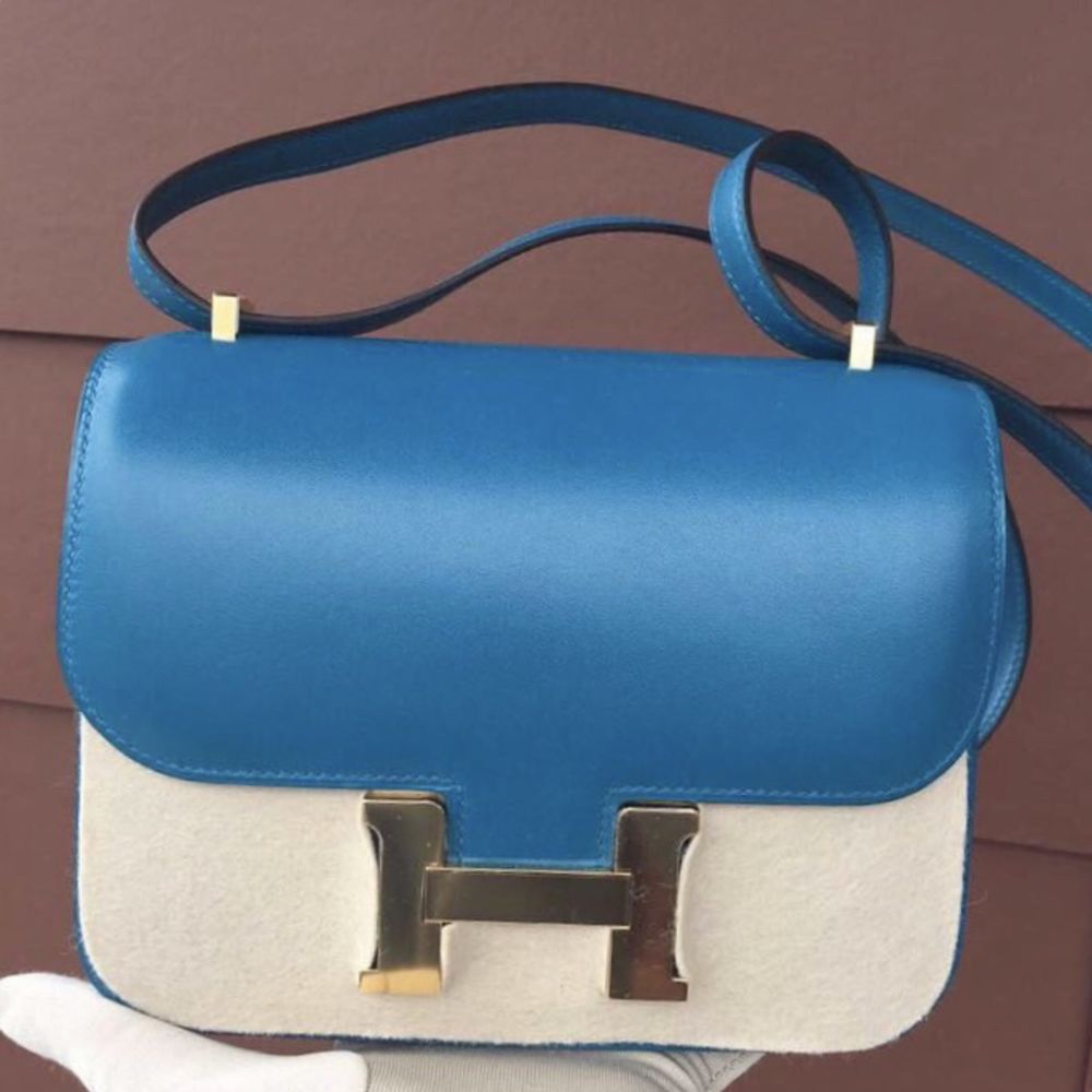 Hermes Constance 18 Bleu Izmir Tadelakt Gold Hardware GHW A Stamp 2017 - The French Hunter