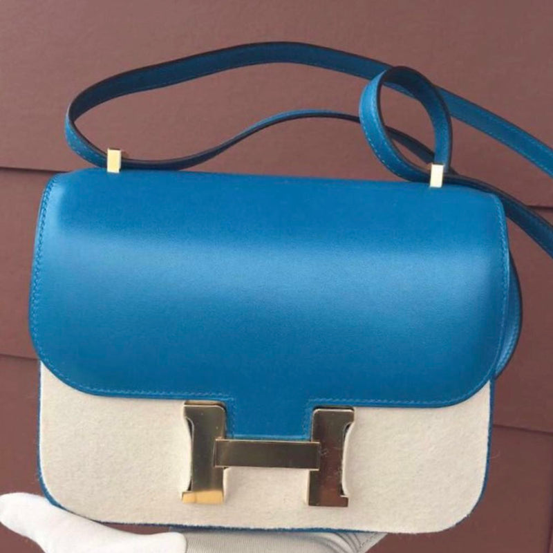 Hermes Constance 18 Bleu Izmir Tadelakt Gold Hardware GHW A Stamp 2017 - The French Hunter