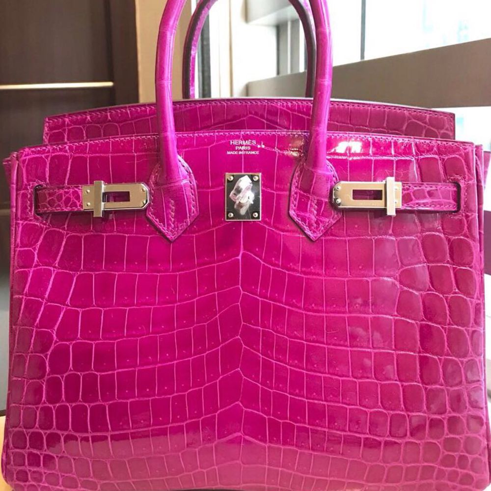 Hermès Birkin 25 Rose Sheherazade Crocodile Porosus Lisse Palladium Hardware PHW C Stamp 2018 - The French Hunter