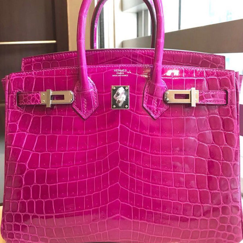 Hermès Birkin 25 Rose Sheherazade Crocodile Porosus Lisse Palladium Hardware PHW C Stamp 2018 - The French Hunter