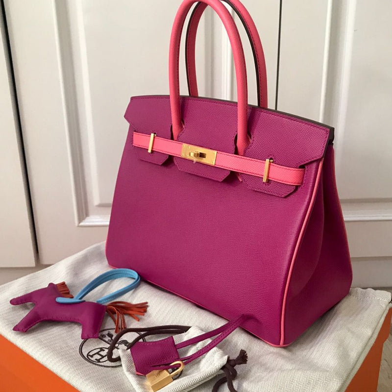 Hermès Birkin HSS 30 Rose Pourpre/Rose Azalee Epsom Brushed Gold Hardware BGHW C Stamp 2018 - The French Hunter