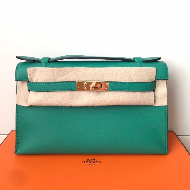 Hermès Kelly Pochette Vert Vertigo Swift Gold Hardware GHW C Stamp 2018 - The French Hunter