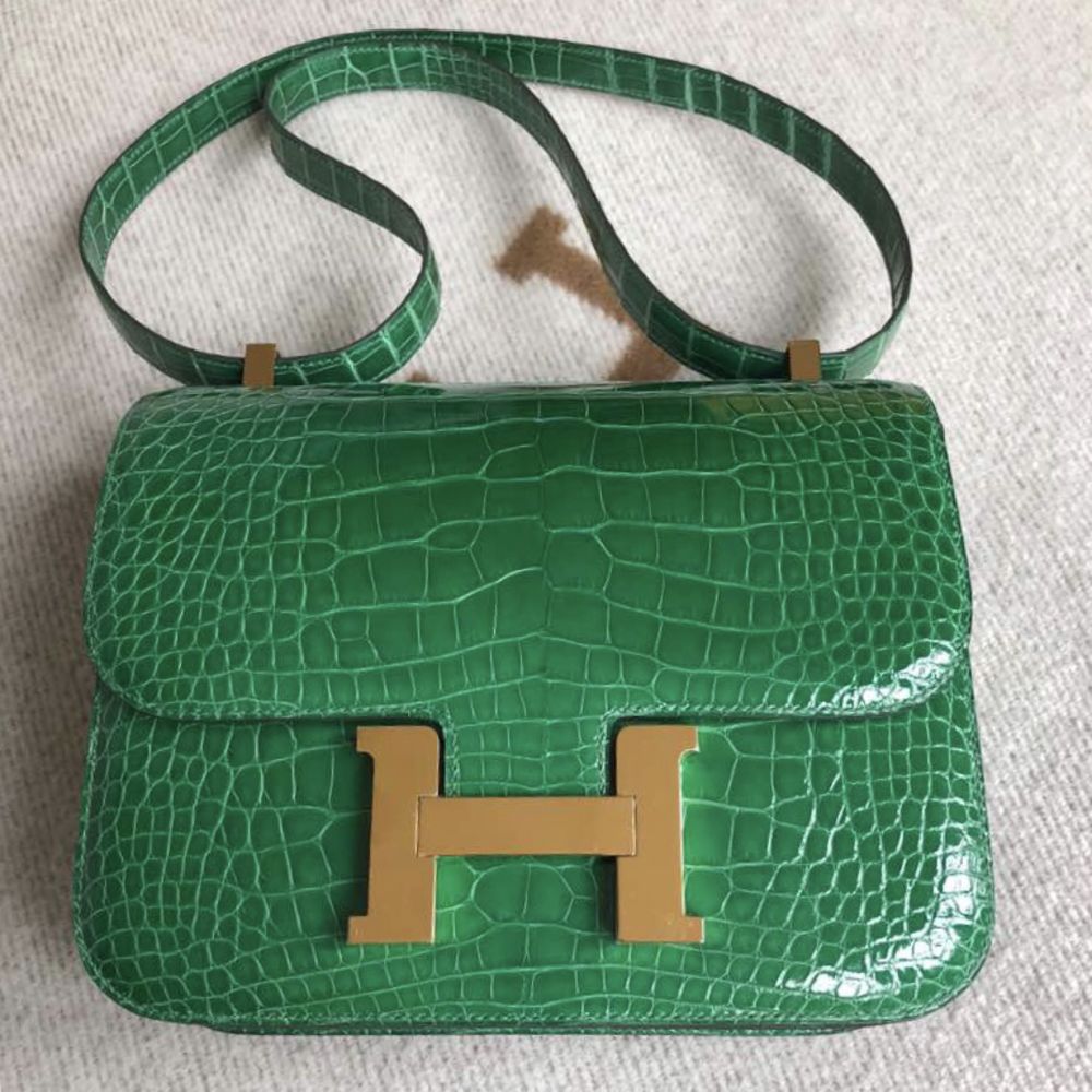 Hermès Constance 24 Cactus Alligator Mississippi Lisse Gold Hardware GHW C Stamp 2018 - The French Hunter