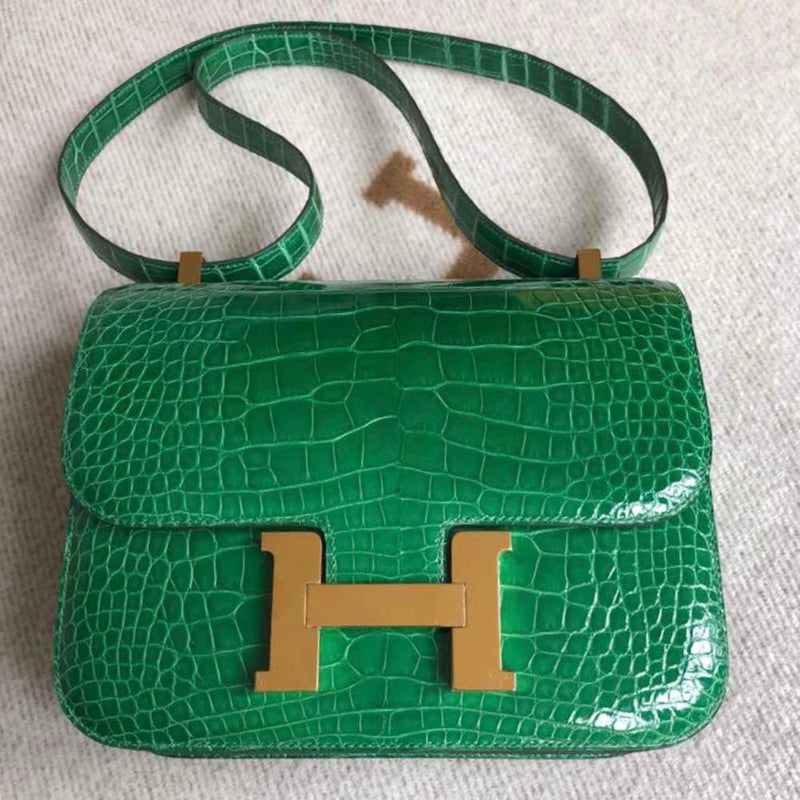 Hermès Constance 24 Cactus Alligator Mississippi Lisse Gold Hardware GHW C Stamp 2018 - The French Hunter