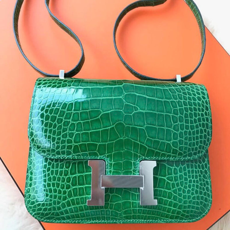 Hermès Constance 18 Cactus Alligator Mississippi Lisse Palladium Hardware PHW A Stamp 2017 - The French Hunter