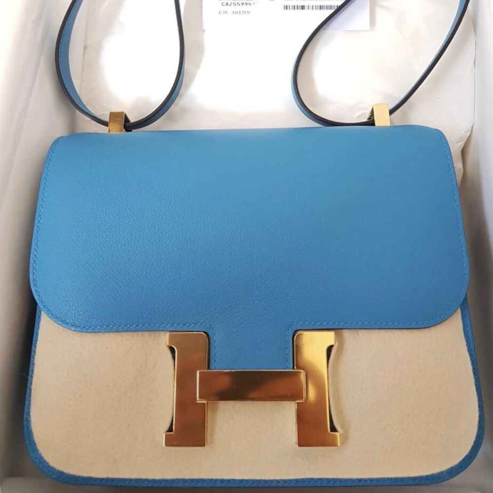 Hermès Constance 24 Bleu Zanzibar Evercolor Gold Hardware GHW C Stamp 2018 - The French Hunter