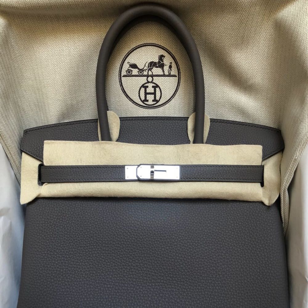 Hermès Birkin 30 Gris Etain Togo Palladium Hardware PHW C Stamp 2018 - The French Hunter